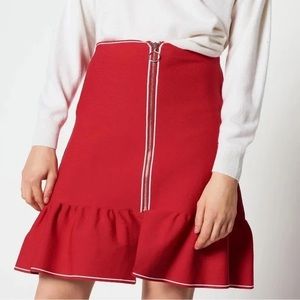Sandro zip front skirt size 1 red excellent condition worn twice